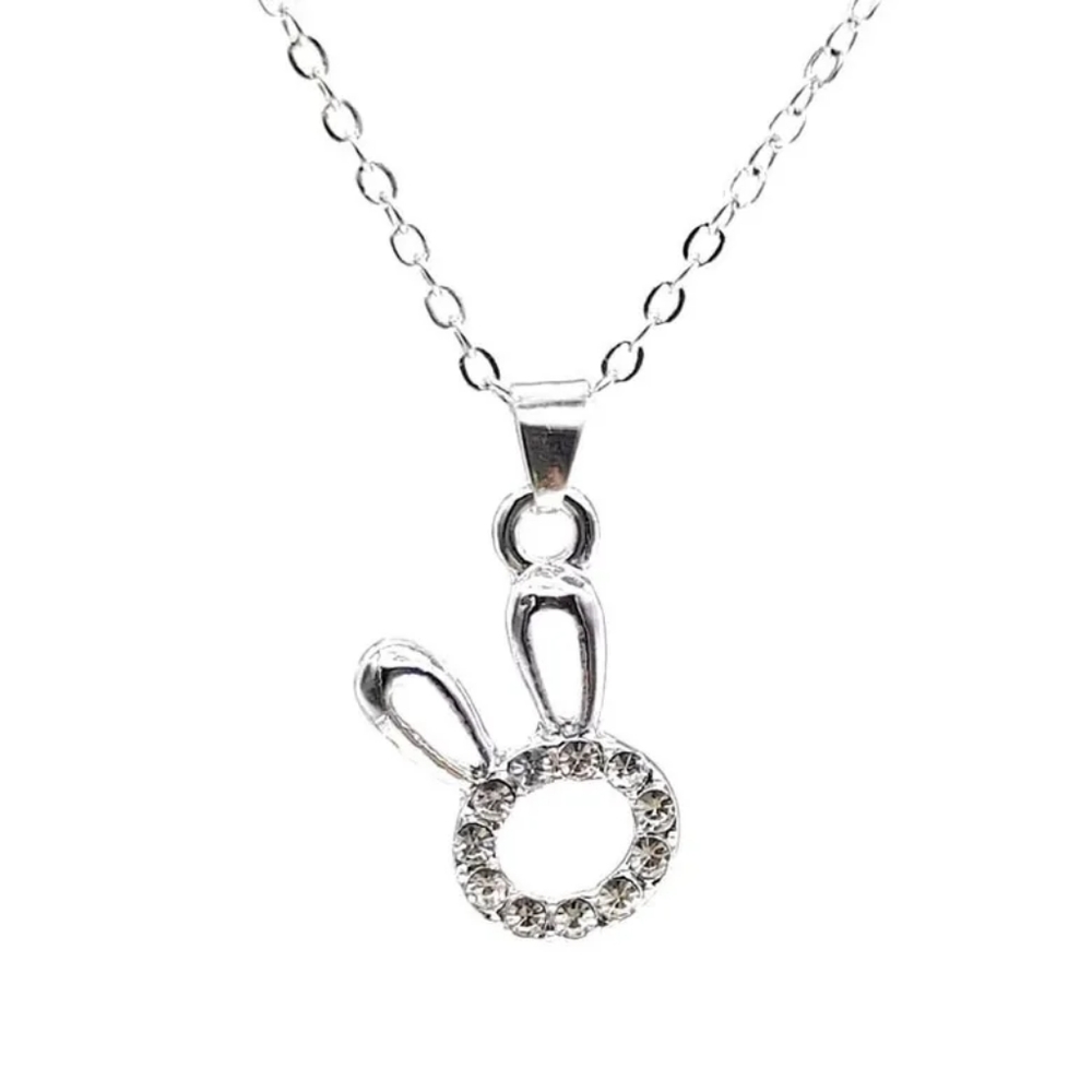 3 Pack Hollow Rhinestone Bunny Necklace